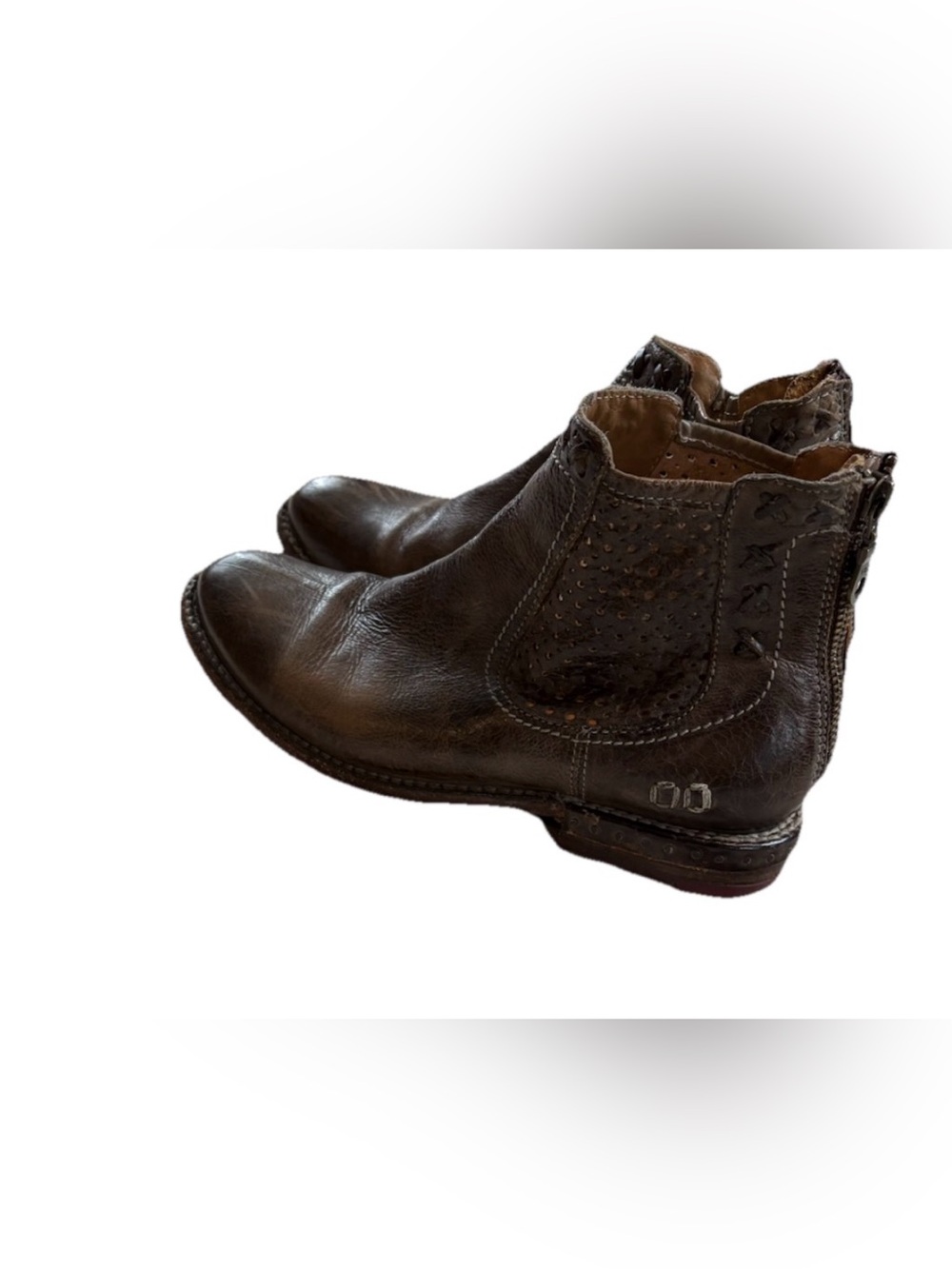 Bed Stu Baylene Teak Driftwood Leather Perforated Ankle Boots Size 7.5 - Picture 4 of 6